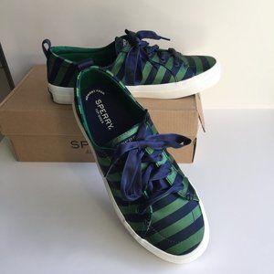 Sperry NIB Crest Stripe Navy/Grn Lace Up Shoes 7